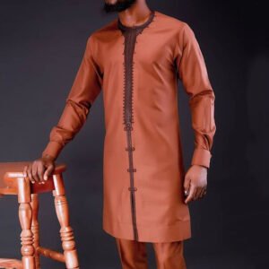 Long-Sleeved Shirt with Ethnic-Inspired Design for Men